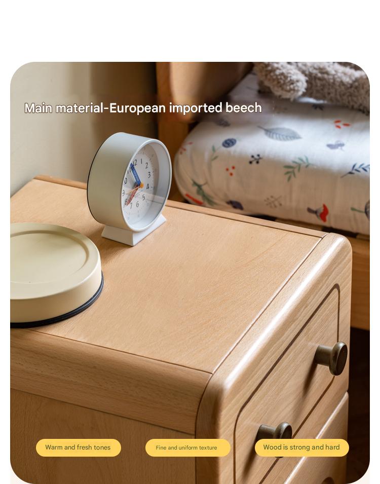 Oak Solid Wood Children's Cartoon Robot Nightstand