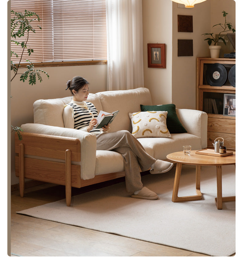 Oak Solid Wood Sofa Modern High Back.