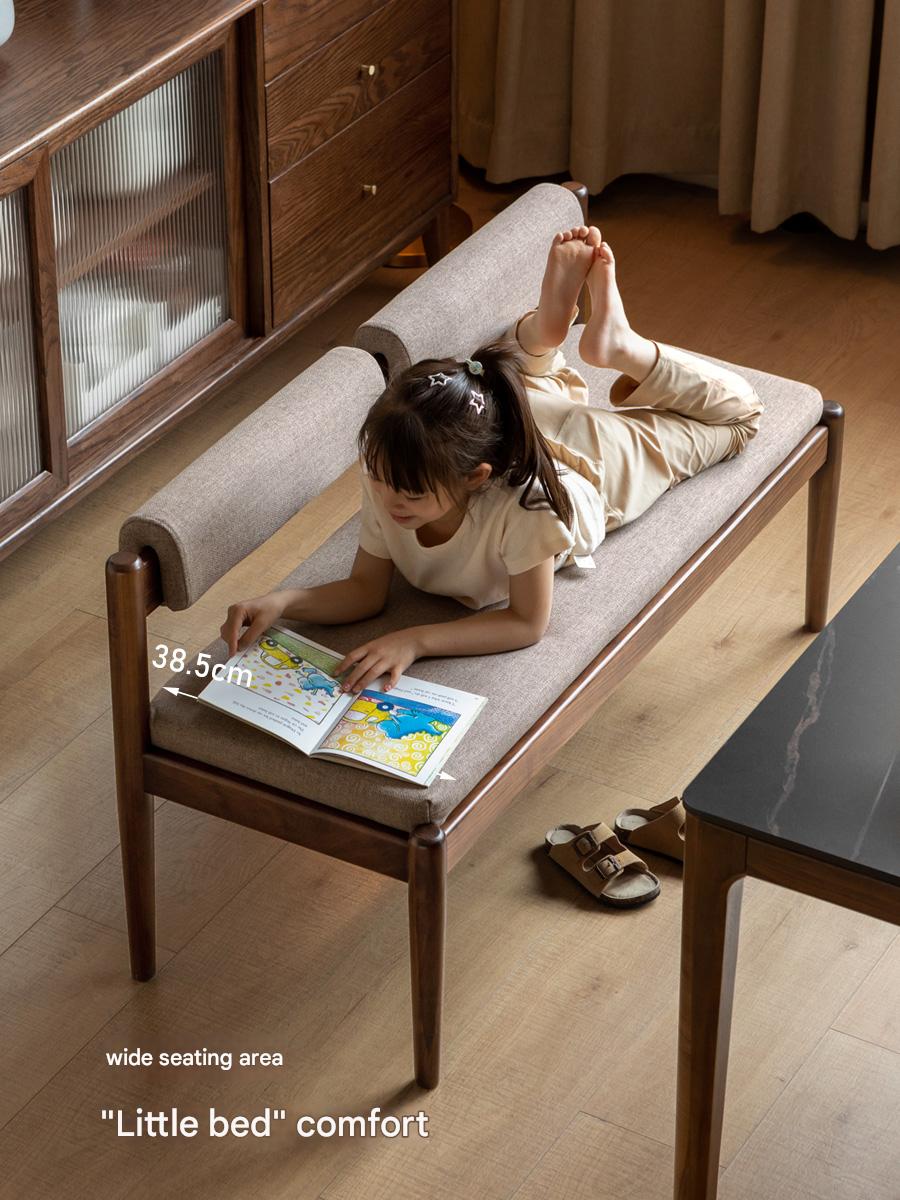 Black Walnut, Oak Solid Wood Long Bench