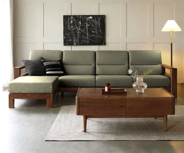 Ash Solid Wood Corner Sofa.