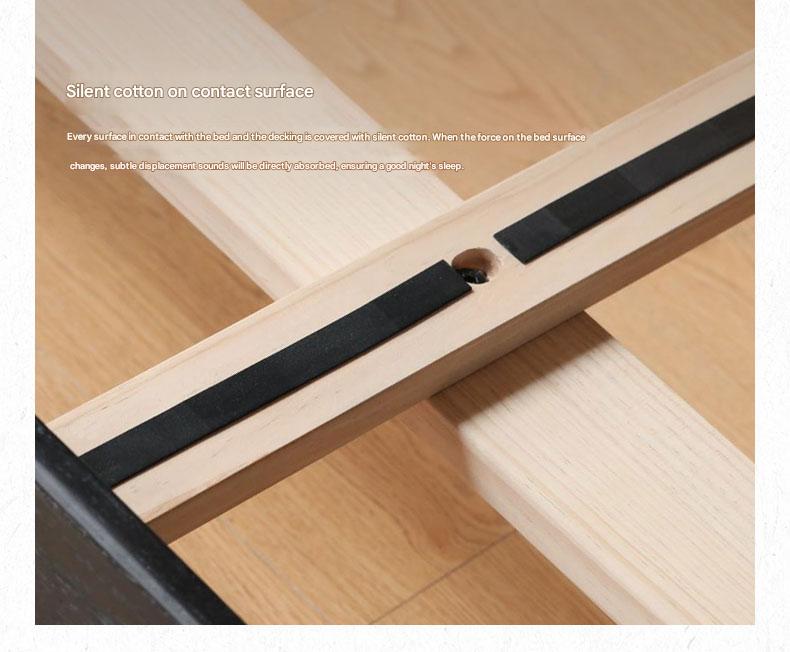 Oak solid wood Suspended platform bed, headboard-free bed Black with light
