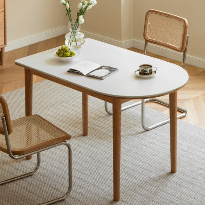 Oak, Beech Solid Wood Rock Slab Semi-Circular Dining Table