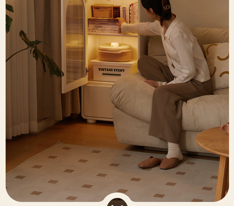 Poplar Solid Wood White Cream Style Floor Side Cabinet