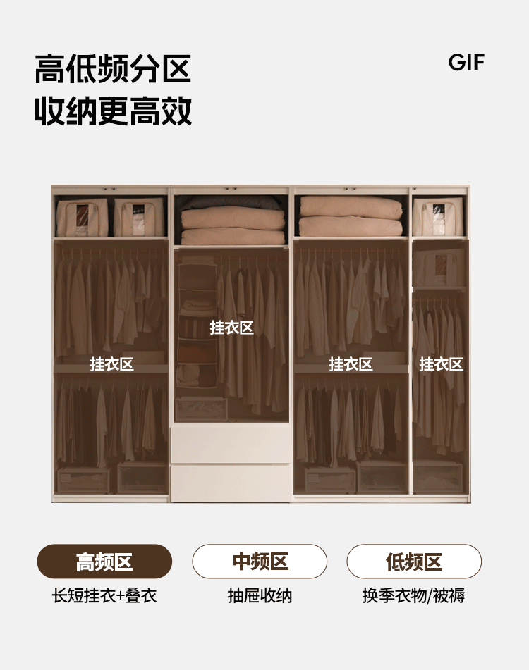 Pine, Oak Solid Wood Sectional Large Wardrobe Cream Style.