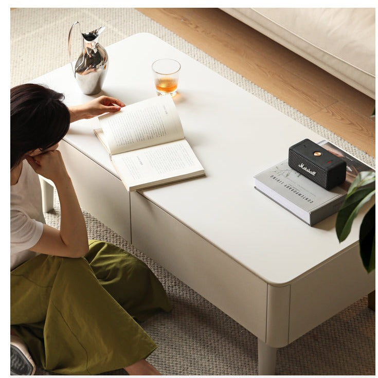 Poplar Solid Wood Light Luxury Rock Plate Coffee Table