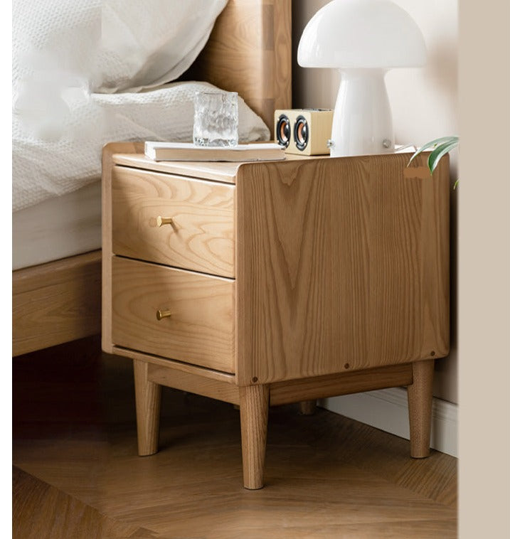 Ash Solid Wood Modern Nightstand.