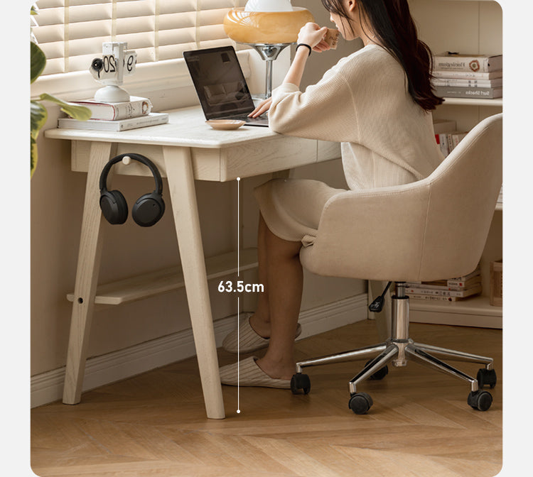 Oak, Solid Rubberwood Cream Wind Office Desk