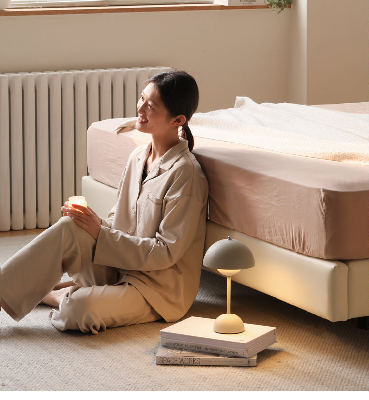 Suspended Organic Leather Bed, Genuine Leather Bed