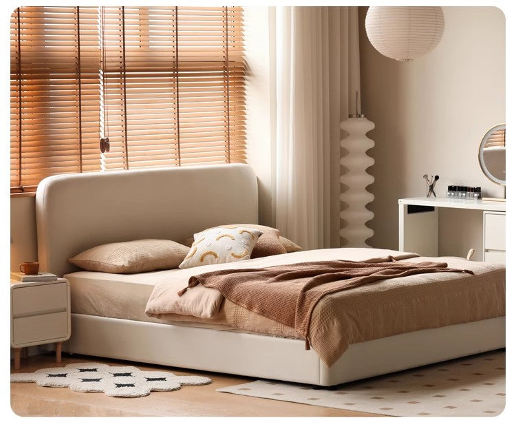 Fabric Cream Soft Minimalist Bed