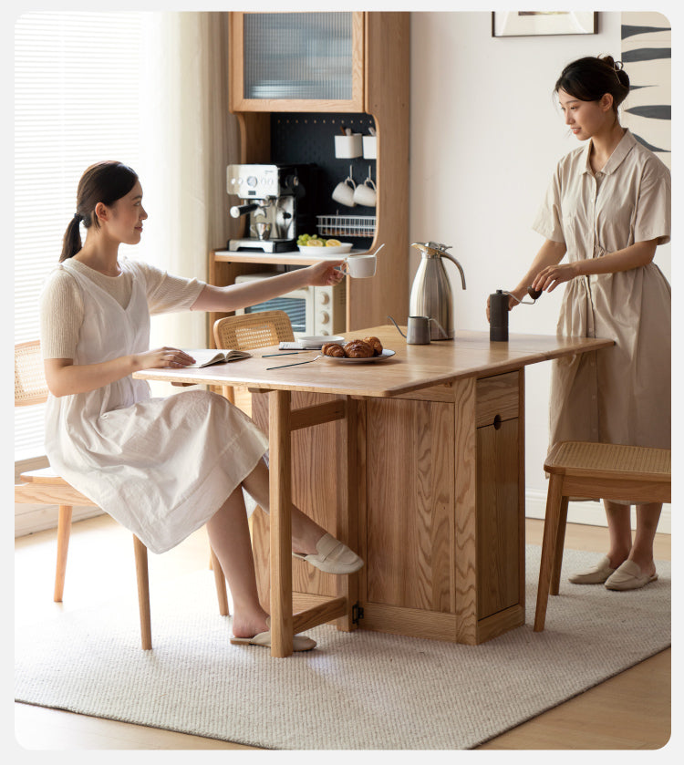Ash, Oak Solid Wood Folding Dining Table