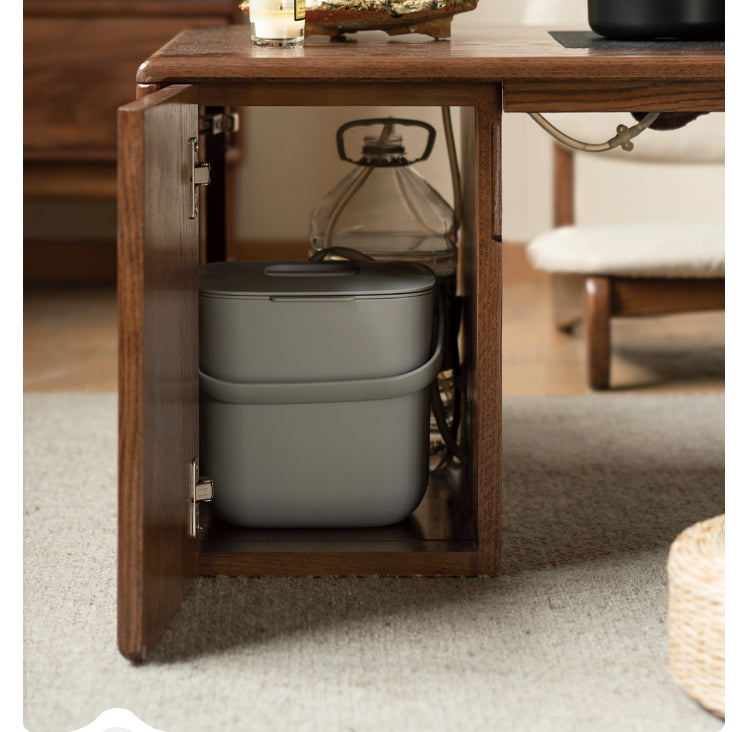 Oak, Black Walnut Solid Wood Retractable Modern Tea Table