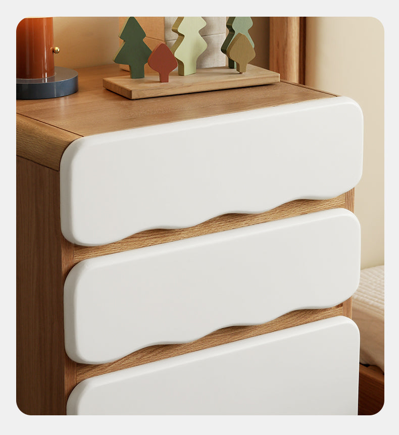 Oak Solid Wood Children's Narrow Cabinet High Drawer Storage