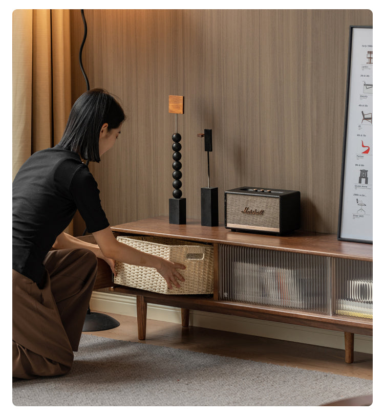 Oak Solid Wood Modern Simple Floor TV Cabinet.