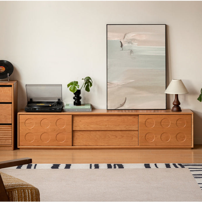 Cherry Solid Wood Retro Antique Style Floor TV Cabinet.