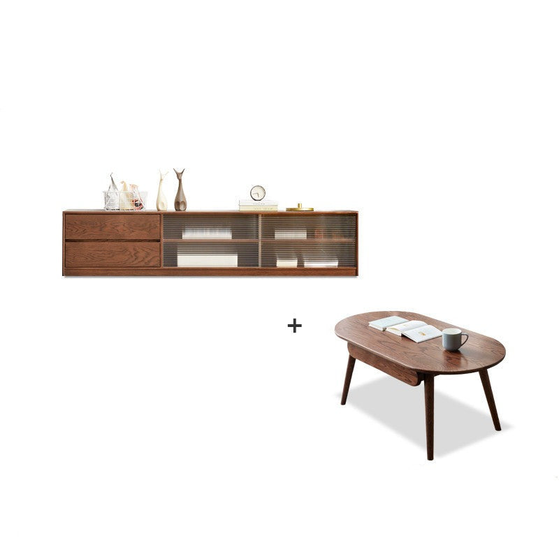 Oak, Rubber Solid Wood TV Cabinet Floor Combination,