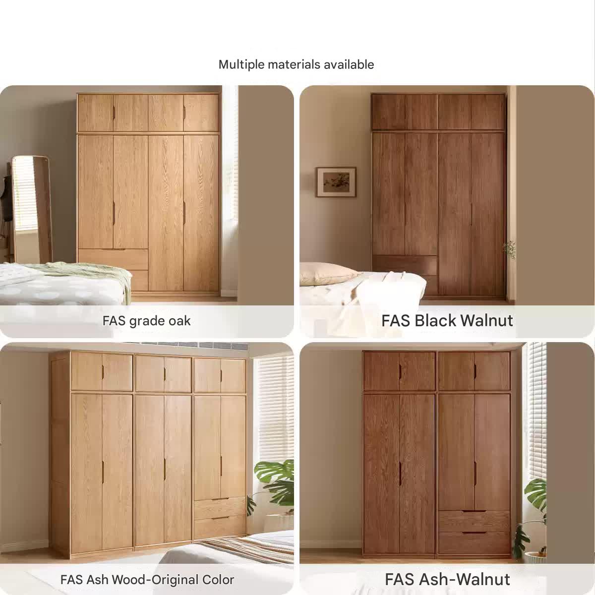 Sandalwood Solid Wood Modern Open Door Wardrobe.