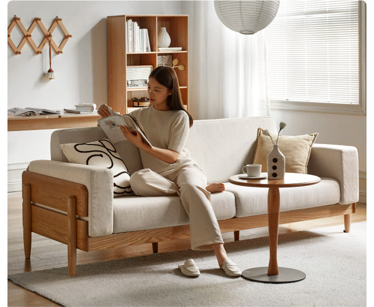 Ash Solid Wood Fabric Sofa.