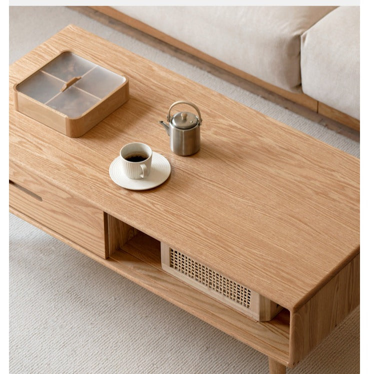 Oак, Solid Rubberwood North American Modern Coffee Table