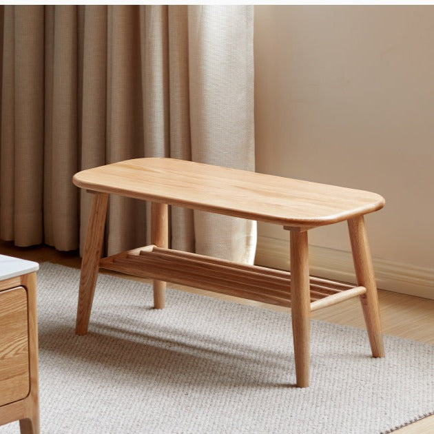 Oak, Solid Rubberwood Shoe Bench