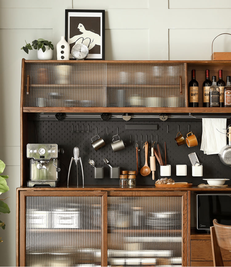 Ash Solid Wood Sideboard High Wine Cabinet Buffet