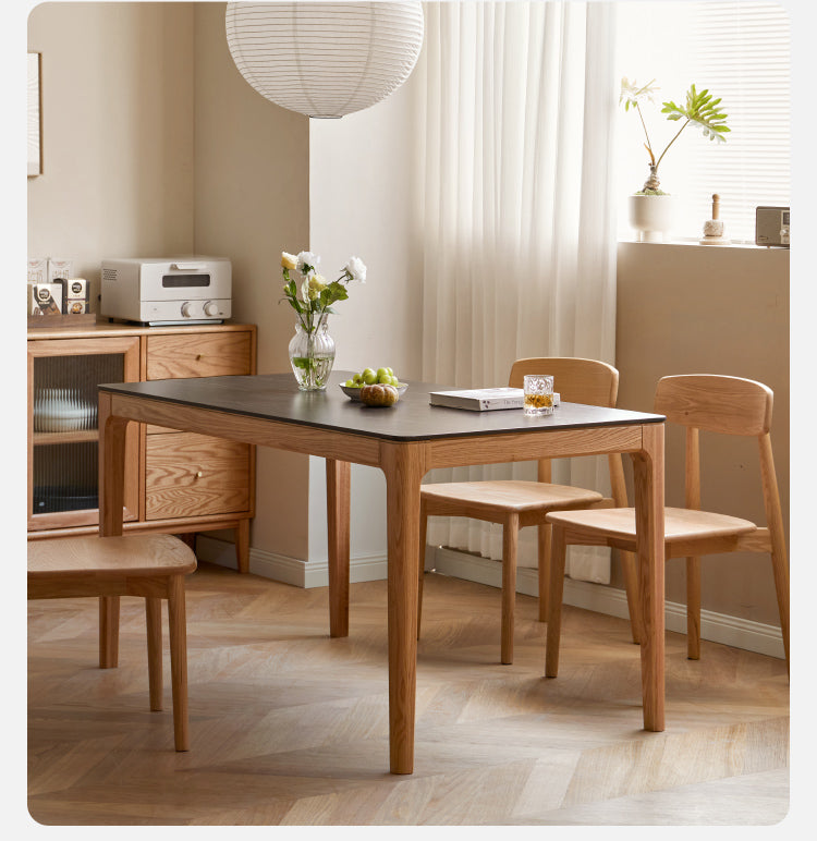 Oak, Ash Solid Wood Log Style Rectangular Dining Table