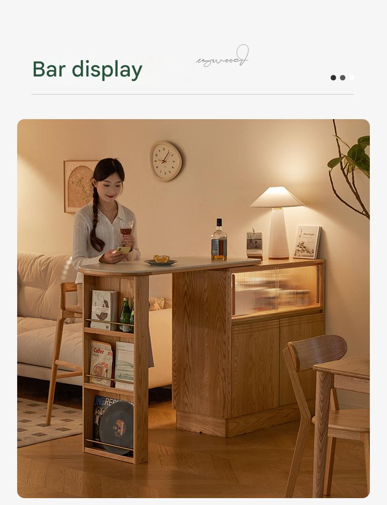 Oak Solid Wood Retractable Rock Plate Bar Table