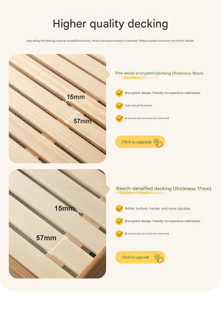 Rubber Solid Wood Cream Style Single Bed.