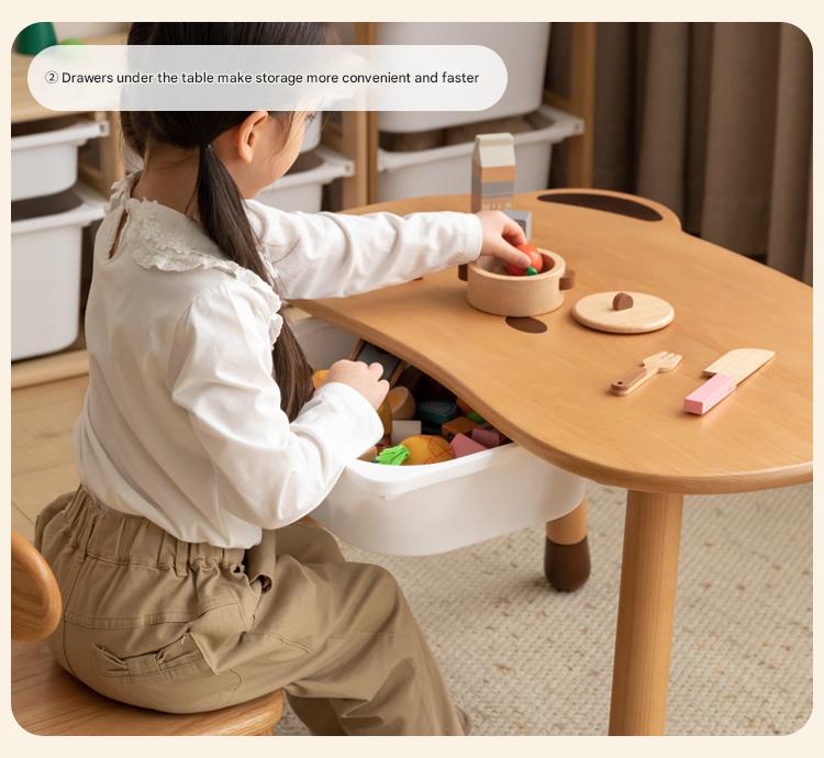 Beech Solid Wood Handmade Children's Table.