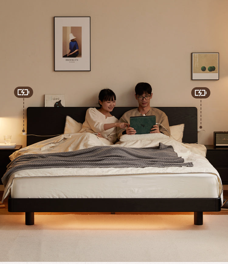 Oak Solid Wood Luminous Suspended Bed