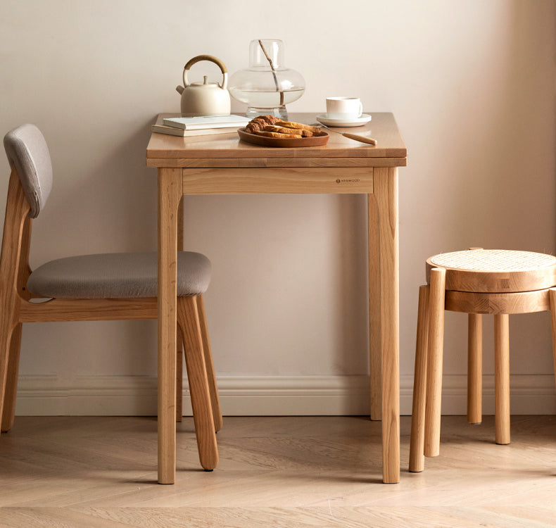 Oak Solid Wood Folding Small Dining Table
