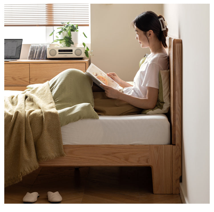 Oak Solid Wood Bed Thickened Headboard