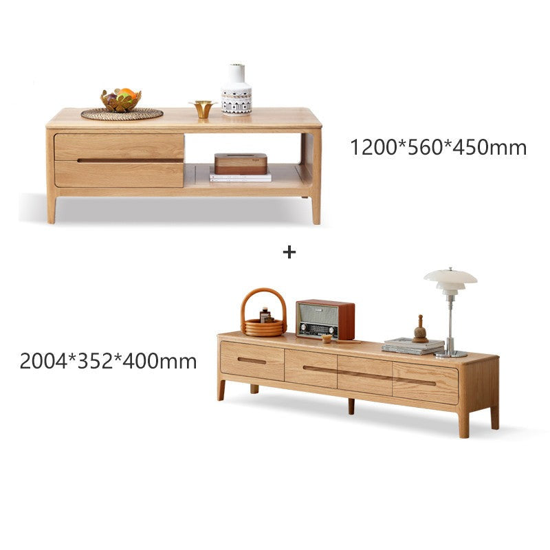 Coffee table three drawers Oak solid wood"