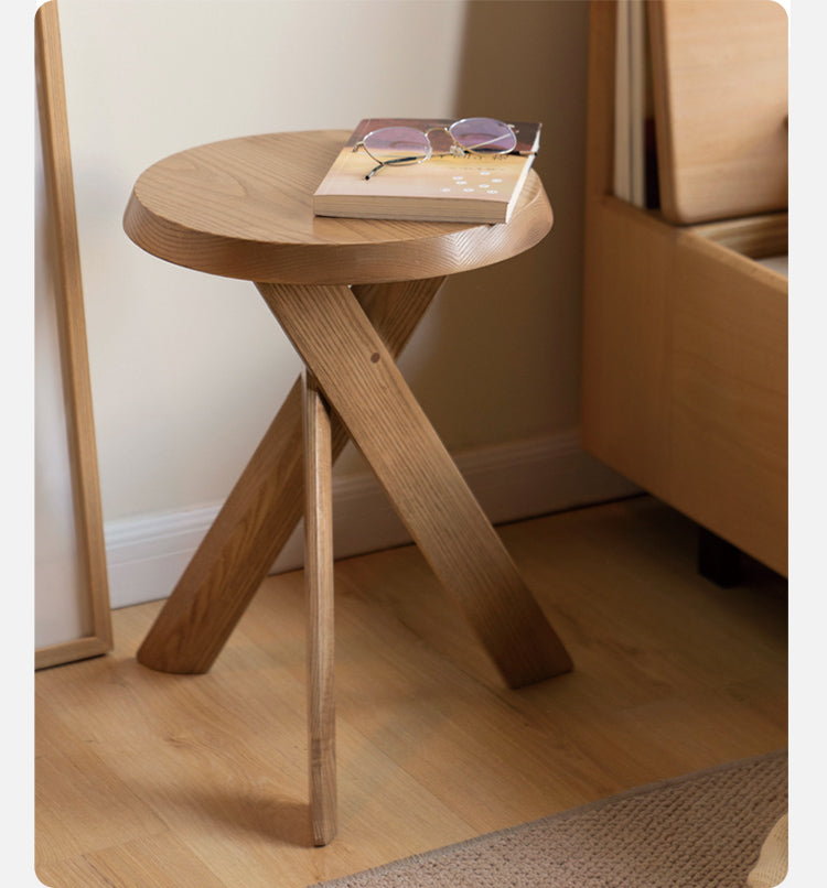 Ash Solid Wood White Wax Wood Side Table