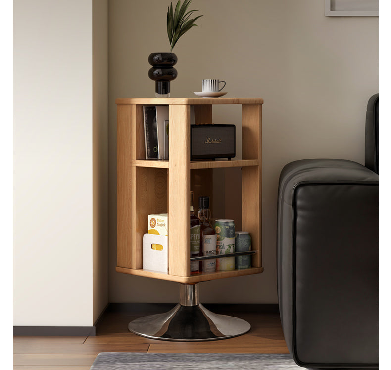 Oak Solid Wood Rotating Side Cabinet.