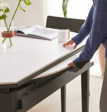 Rock slab folding dining table light luxury Oak solid wood"