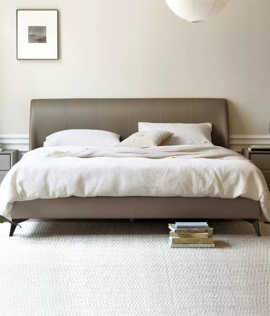 Yellow Cowhide Luxe wood Bed
