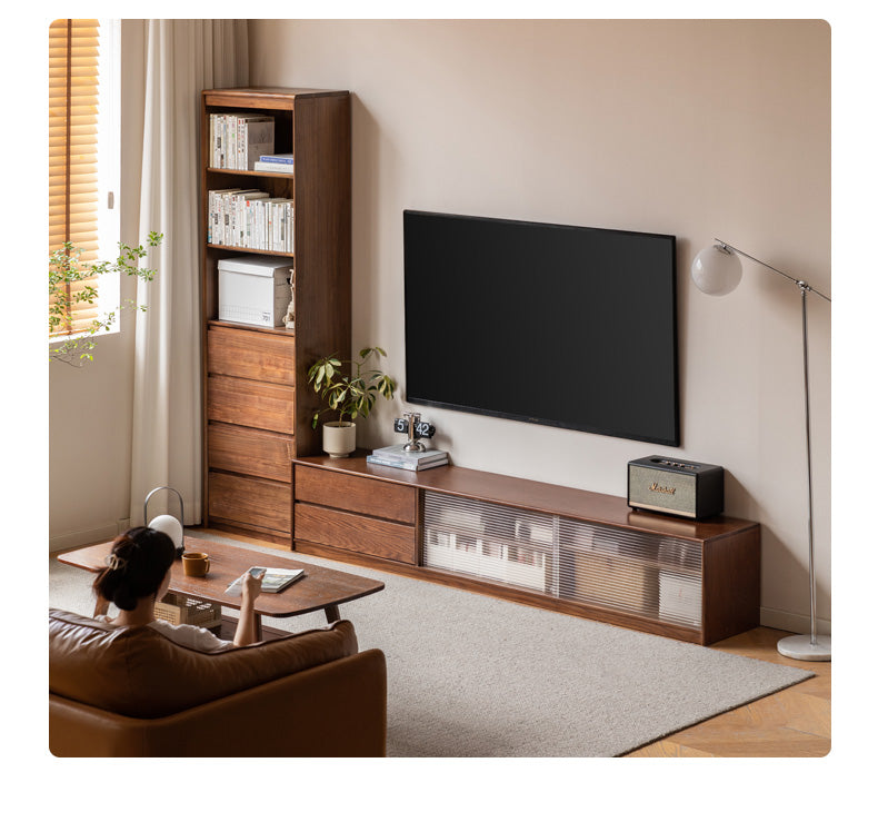 Oak, Solid Rubberwood TV Wall Cabinet.
