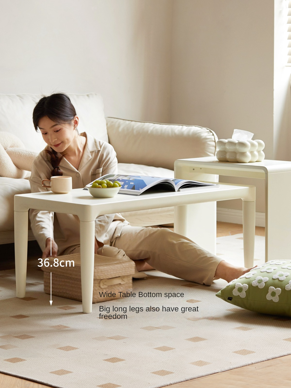 Pine Solid Wood Coffee Table Side Table Nordic Creative Combination