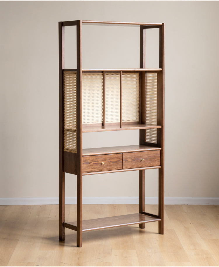 Black Walnut Solid Wood Bookshelf Display Cabinet Simple Bookcase