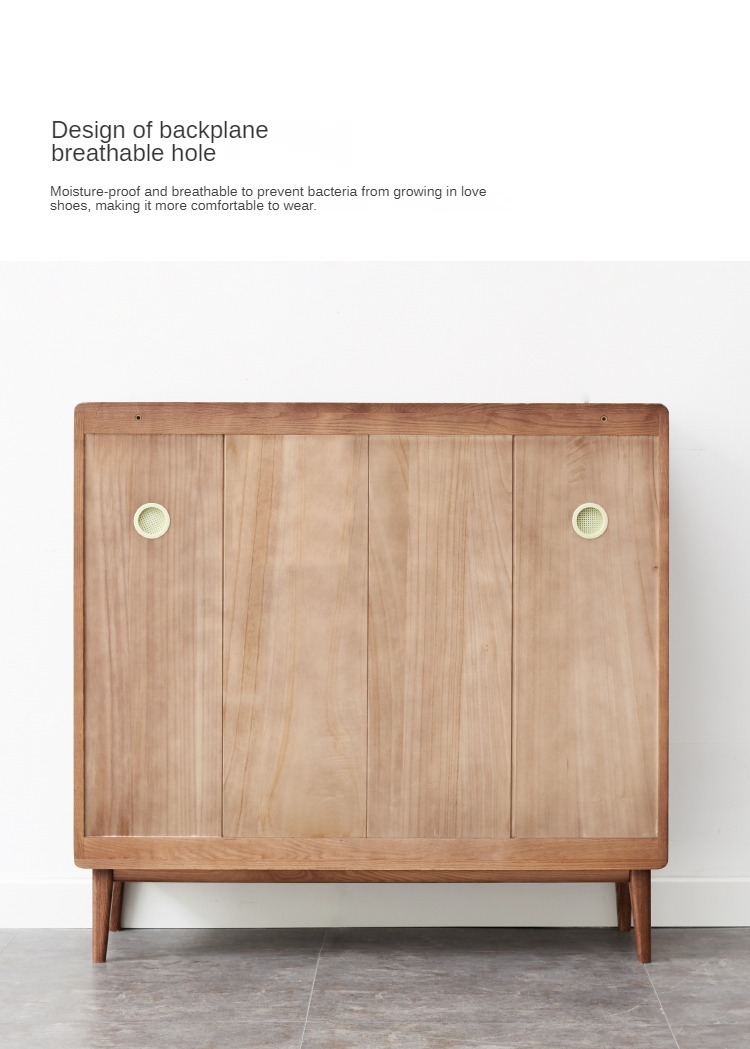 Oak Solid Wood Shoe Cabinet, Entrance Cabinet