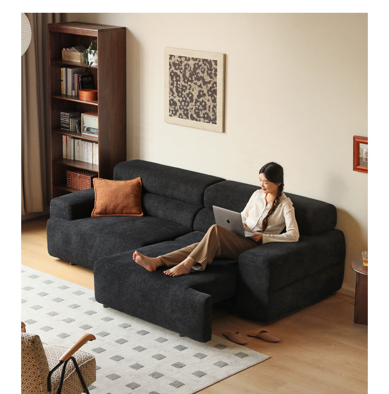 Fabric Electric Reclining Sofa with Telescopic Seat