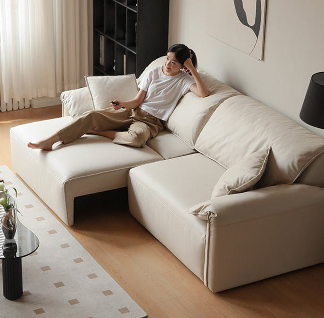 Electric Foldable Dual-purpose Cream Style White Elephant Ear Retractable Sofa Bed.