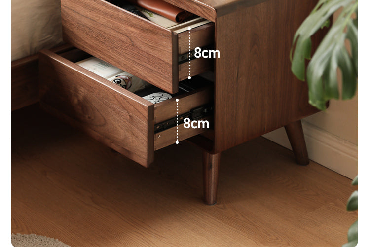 Black Walnut, South American Walnut, White Ash, Oak, Red Zebrawood Solid Wood Classic Nightstand.