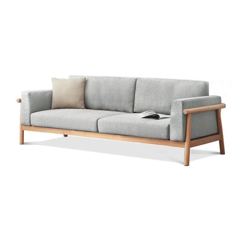 Oak solid wood fabric sofa"
