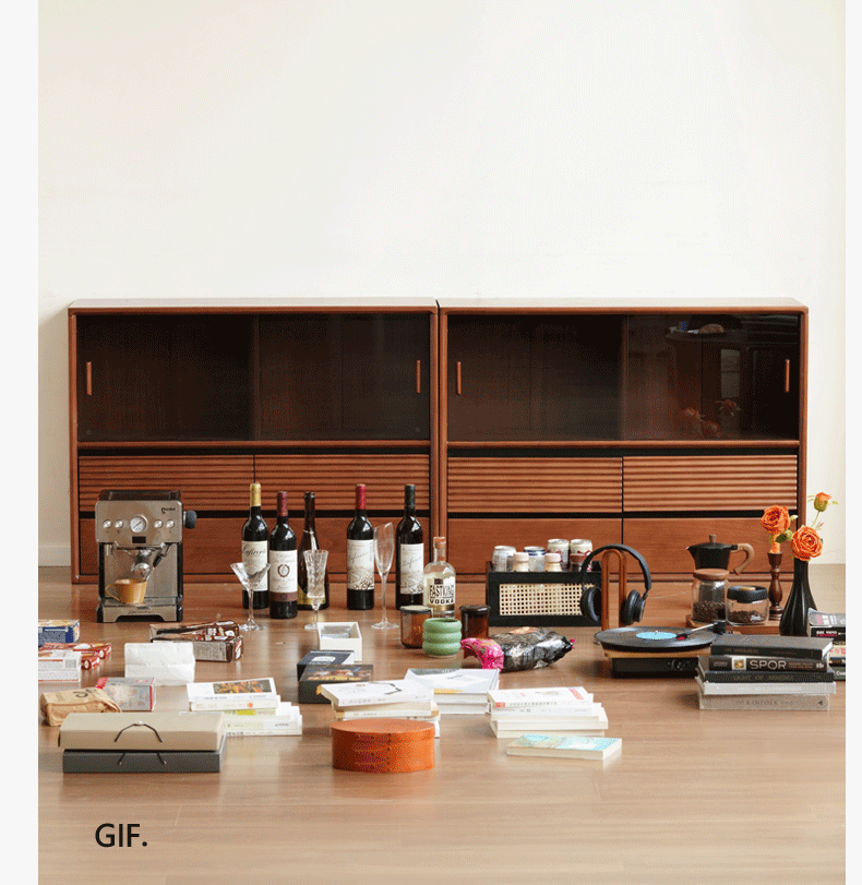 Poplar Solid Wood Vintage Style Study Storage Cabinet