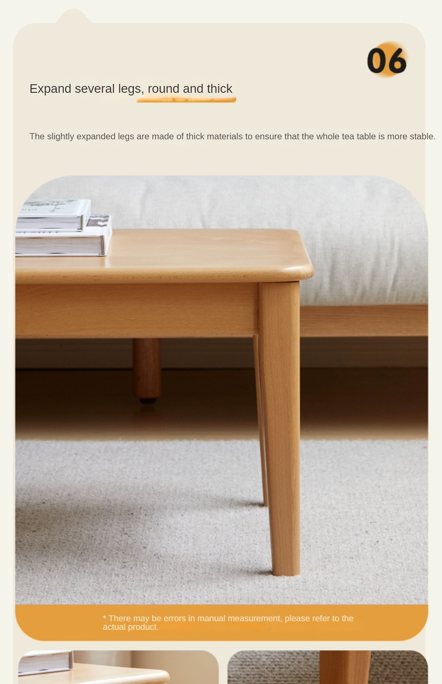 Beech Solid Wood Coffee Table Modern