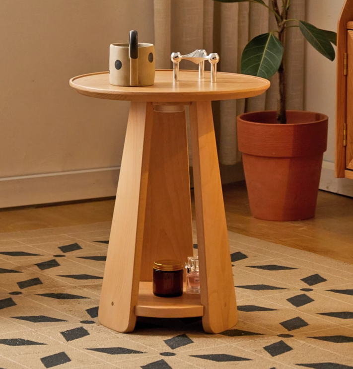 Beech Solid Wood Nordic Side Table.
