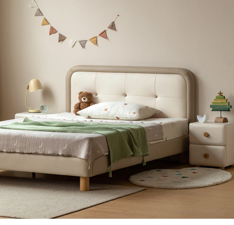 Organic Leather Children's Soft Bag High Headboard Single Bed