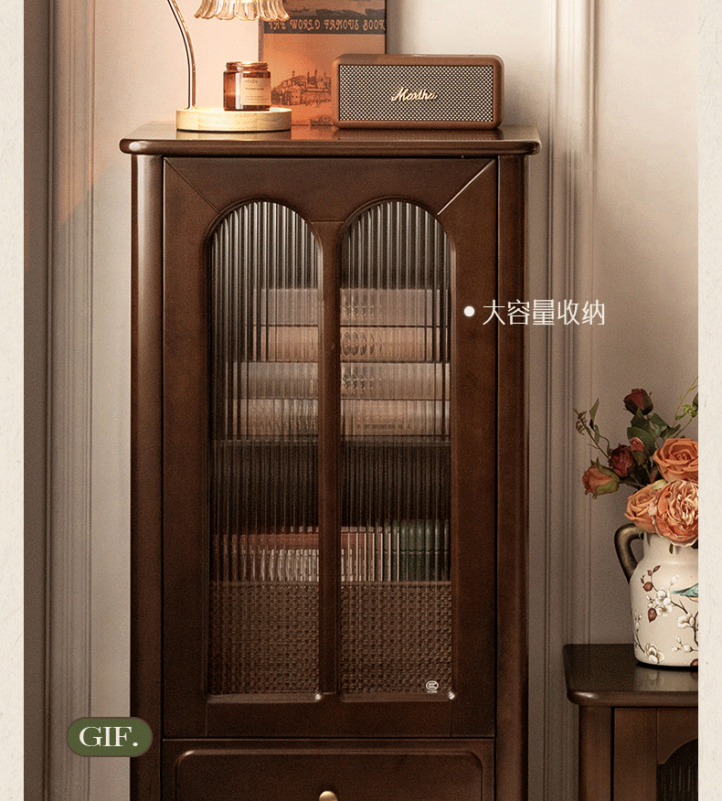 Poplar Solid Wood American Retro Side Cabinet