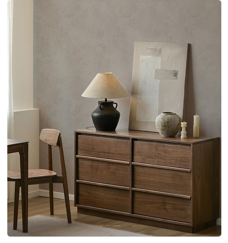 Black Walnut, Poplar Solid Wood Drawer Cabinet